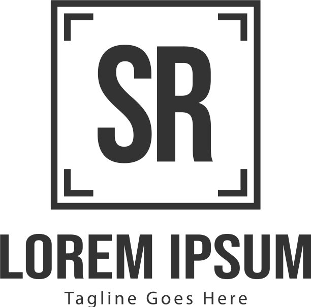 带有现代框架的SR首字母logo模板图片下载