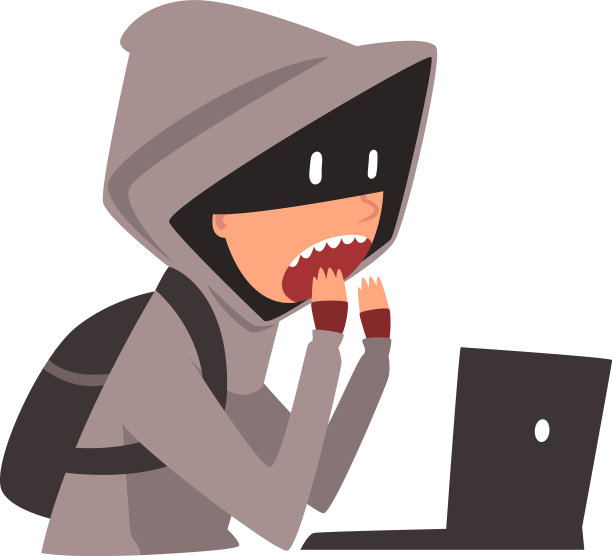 穿着帽衫和面具的黑客试图进行网络攻击图片下载