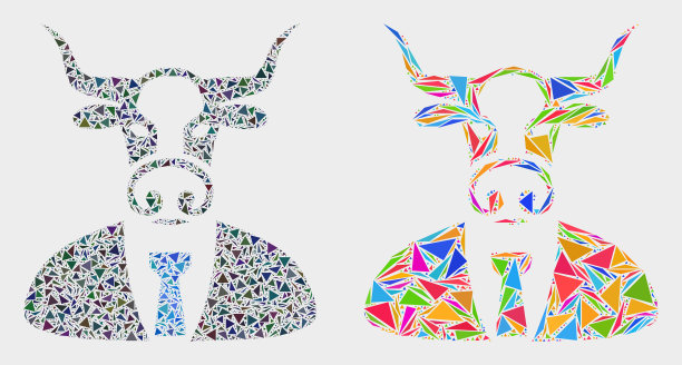 公牛老板马赛克图标三角形图片下载