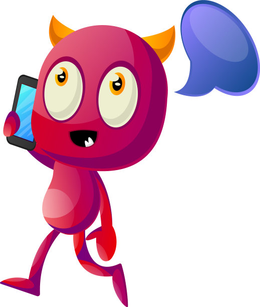 魔鬼在白色背景下打电话图片下载