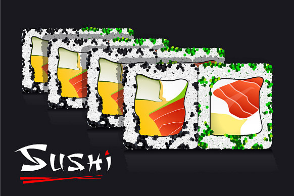 日本食物在黑色的背景和程式化图片下载