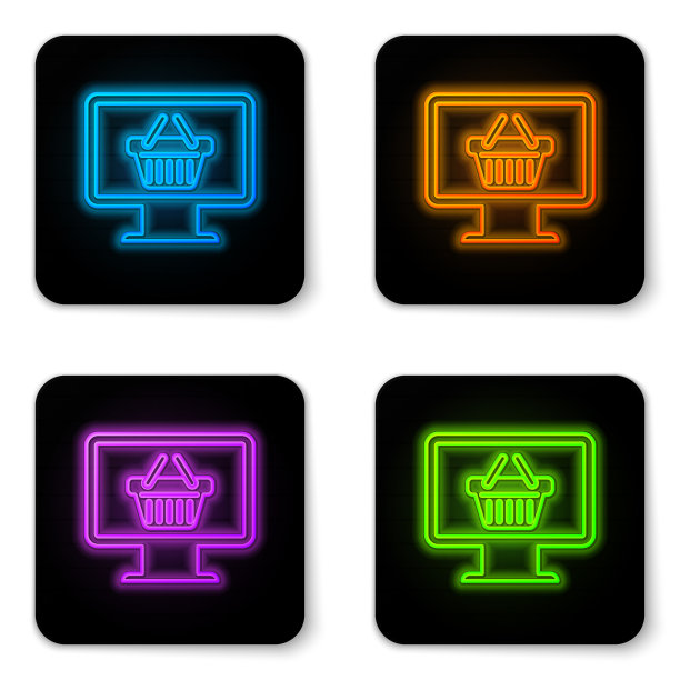 发光霓虹购物电脑显示器图片下载