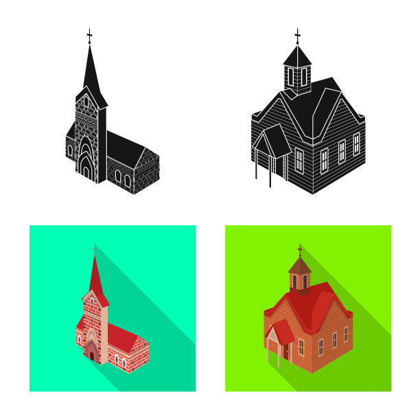 设计寺庙和历史标志集图片下载