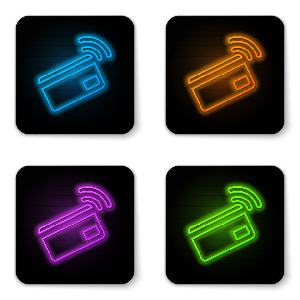 带有NFC卡的 glowing neon 非接触式支付图片下载