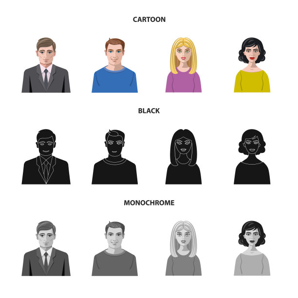 发型和职业符号的孤立对象图片下载