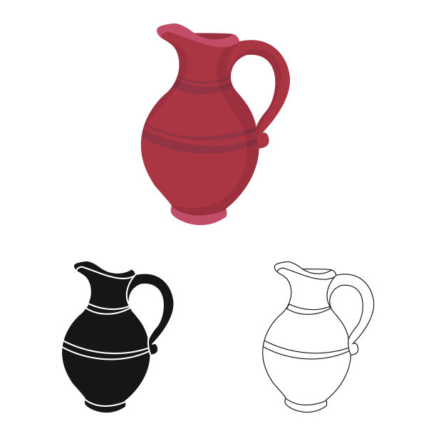 设计壶和粘土标志集壶和图片下载
