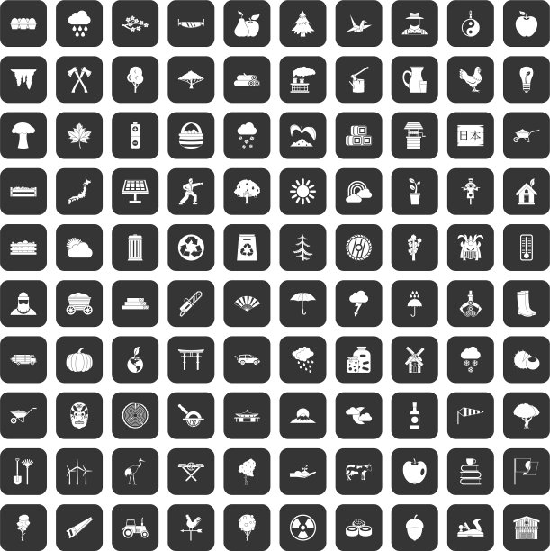 100个树图标设置为黑色图片下载