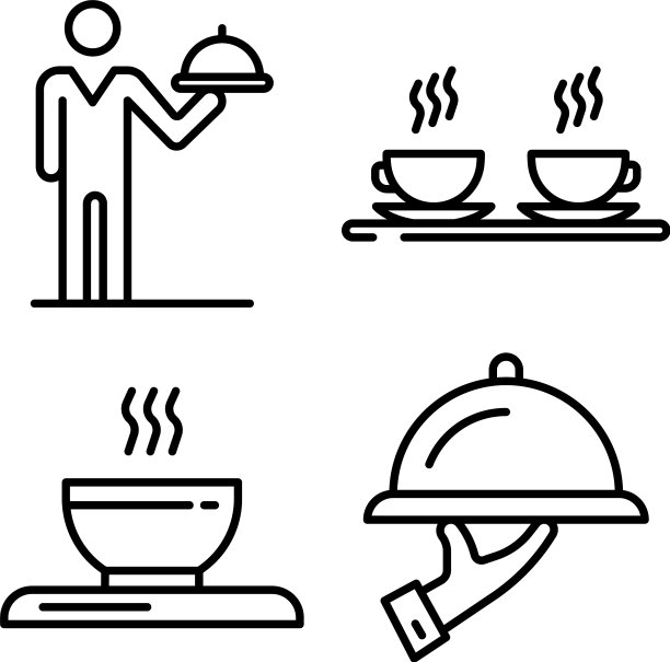服务员图标设置轮廓风格图片下载