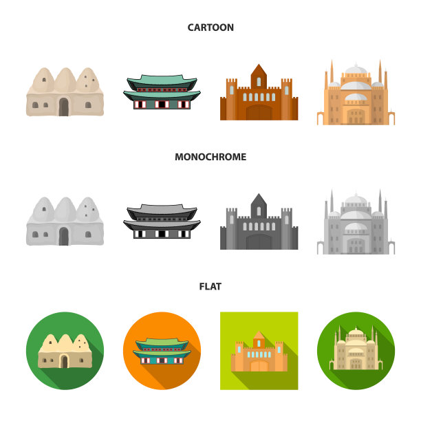 孤立对象镇和唐人街标志集图片下载