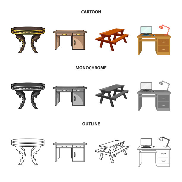 孤立的对象表和木制标志集图片下载