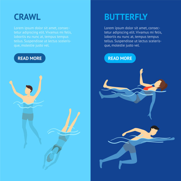 游泳和潜水的卡通人物图片下载