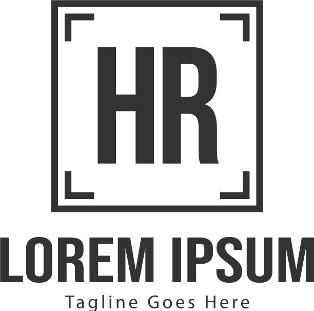首字母HR现代边框Logo模板图片下载