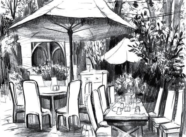 用墨水在纸上画出的城市景观图片下载