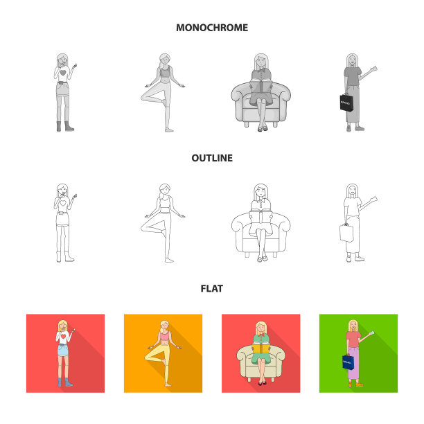 设计姿态和情绪的标志集图片下载