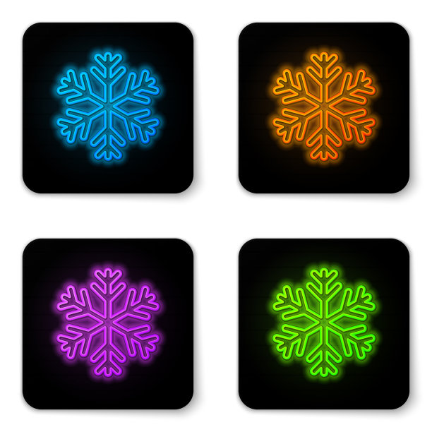 白色背景上发光的霓虹雪花图标图片下载