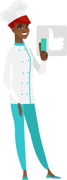 非裔美国人厨师按下按钮图片下载