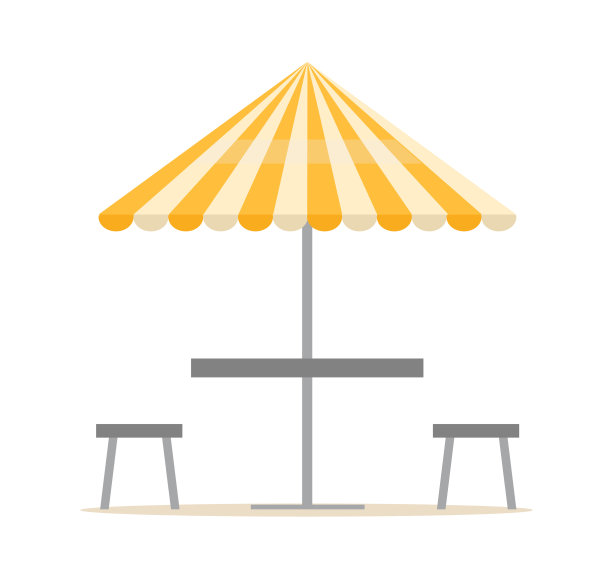 夏天海滩装备阳伞和椅子图片下载