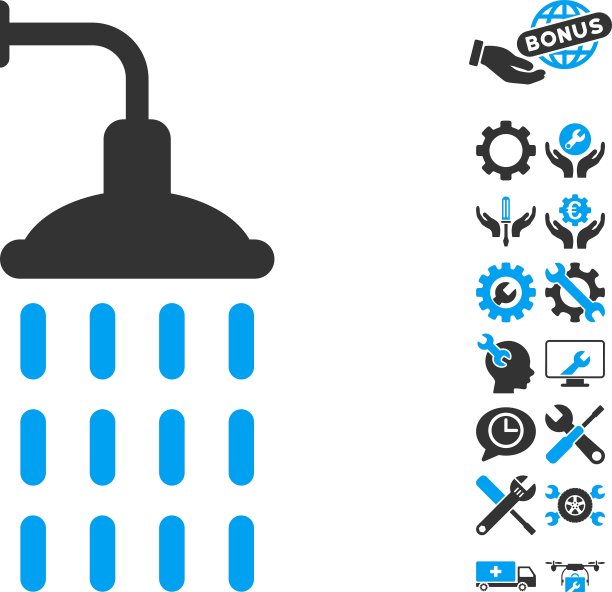 淋浴图标与工具奖金图片下载