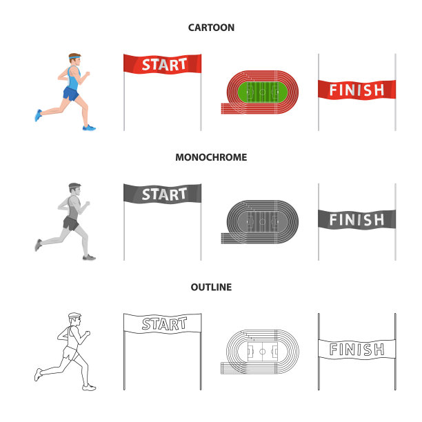 孤立的运动对象和胜利者的标志集图片下载
