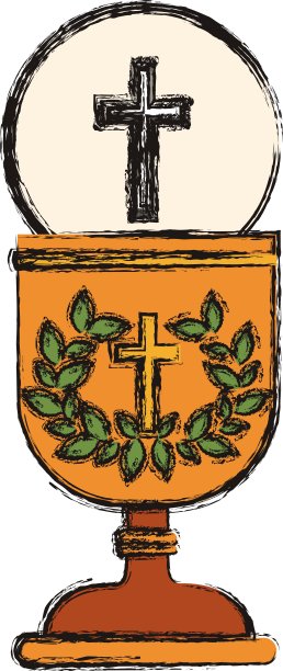 孤立的宗教十字架和杯子设计图片下载