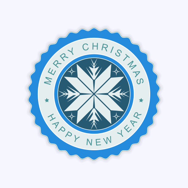 圆形蓝色会徽与剪影图片下载