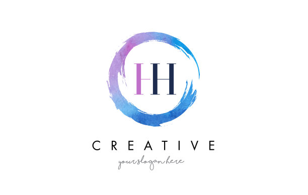 Hh字母标志圆形紫色飞溅刷图片下载