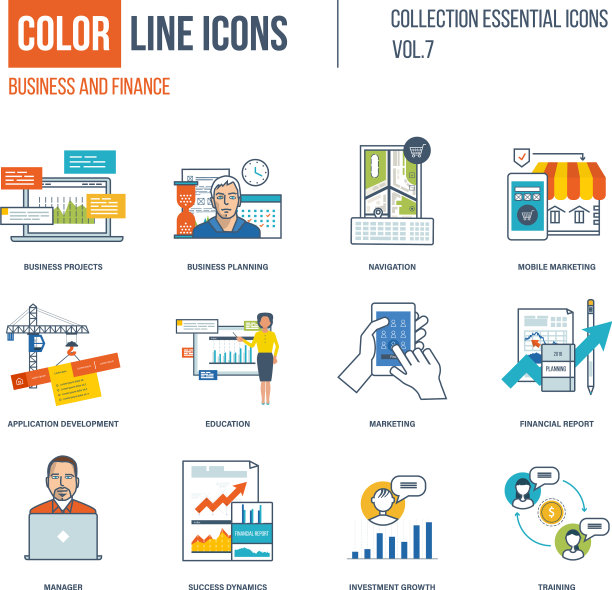 颜色细线图标设置图片下载