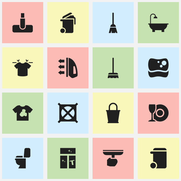 一组16可编辑的清洁图标包括图片下载