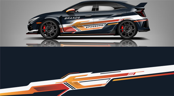 汽车贴花包装设计图形抽象条纹图片下载