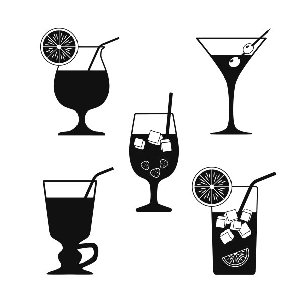 设置鸡尾酒图标在白色背景图片下载