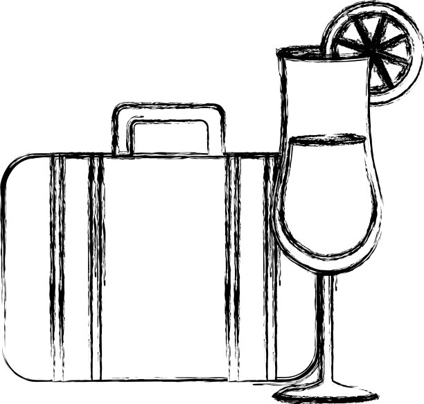 带鸡尾酒的手提箱旅行图片下载