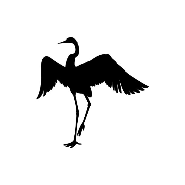 剪影或黑墨水象征一只鹤或鸟图片下载