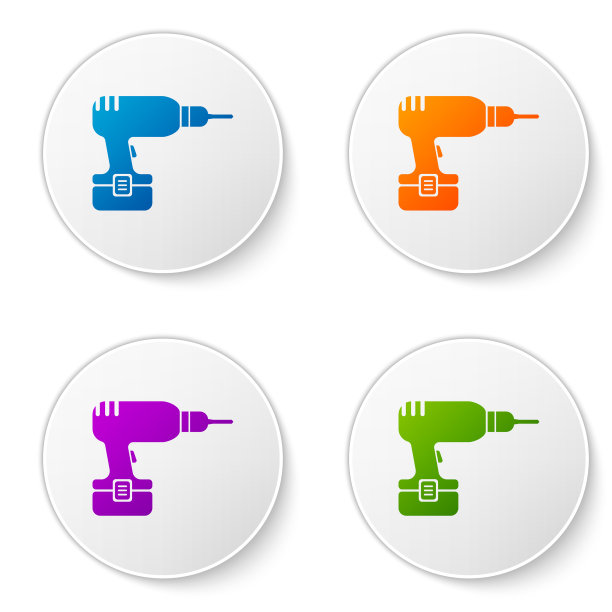 彩色钻机图标孤立在白色图片下载