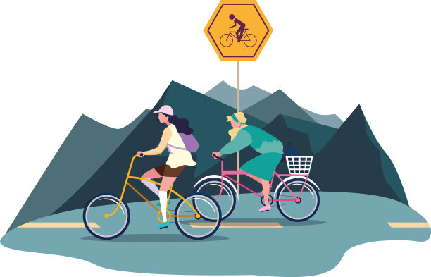 人们骑自行车活动形象图片下载