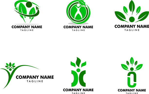 人类树叶Logo模板图片下载