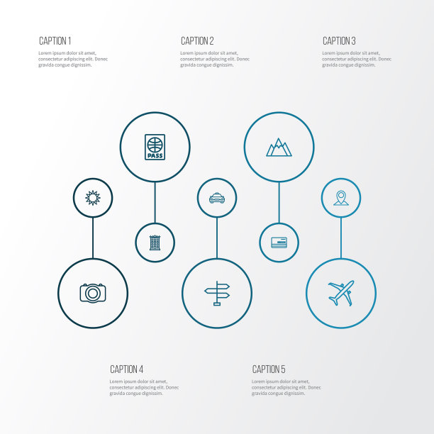 旅行轮廓图标集阳光图片下载