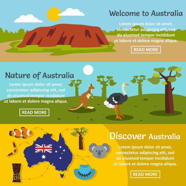 澳洲旅行横幅横置平放风格图片下载