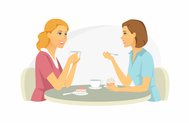 咖啡馆里的女孩——卡通人物图片下载