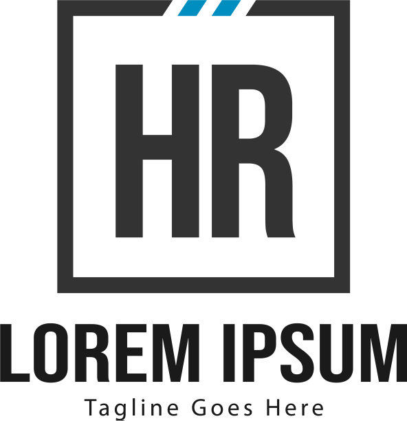 首字母HR现代边框Logo模板图片下载