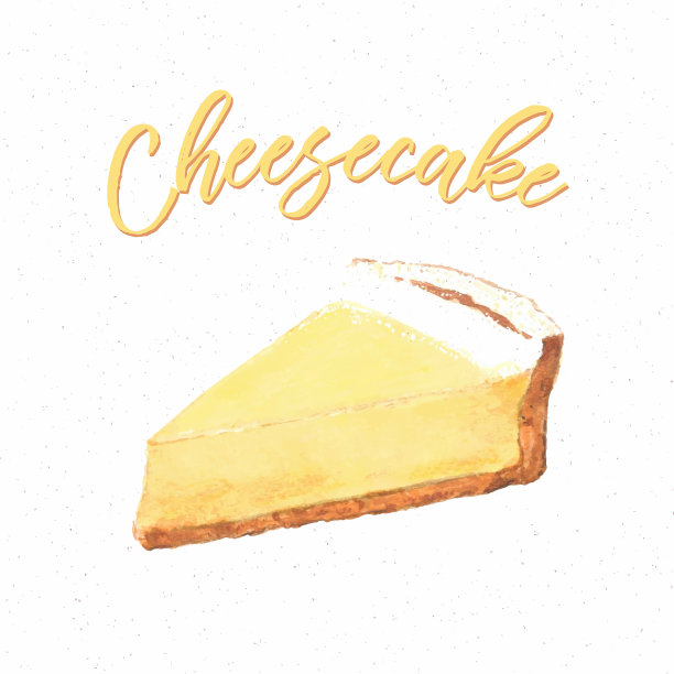 烤芝士蛋糕手绘蛋糕水彩风格图片下载