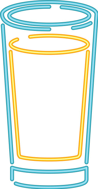 玻璃与啤酒霓虹灯图标图片下载