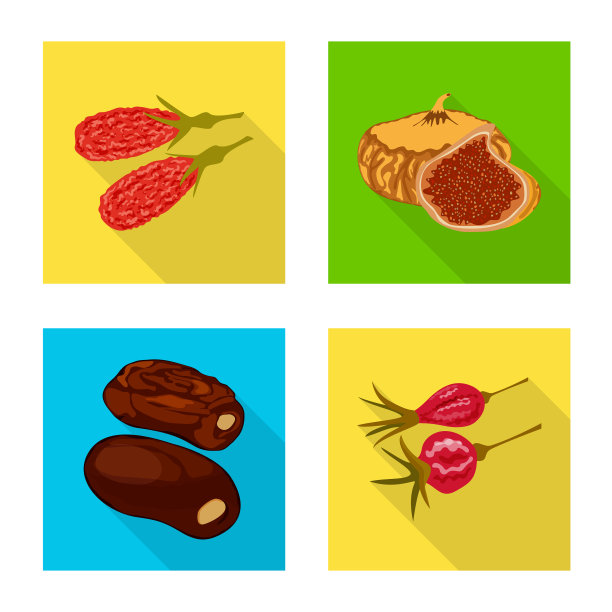 设计水果和干果标志套装图片下载