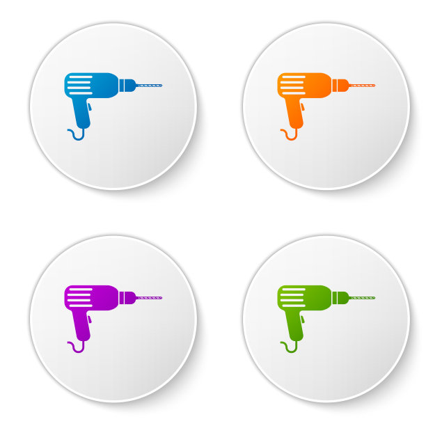 彩色钻机图标孤立在白色图片下载