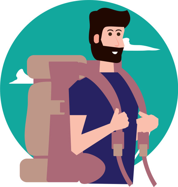 带着旅行袋和天空的旅行者图片下载