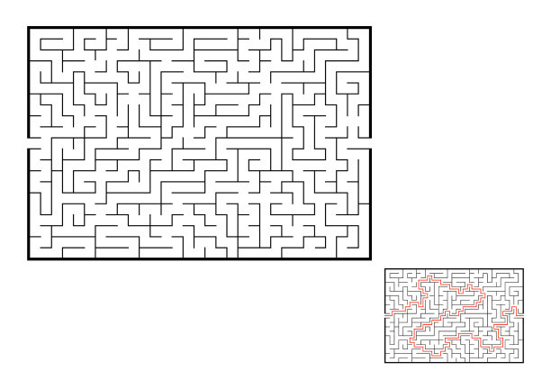 抽象的矩形迷宫游戏，适合儿童拼图图片下载