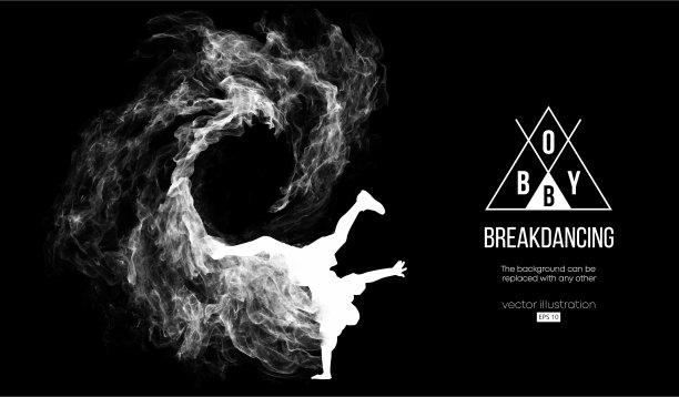 一个霹雳舞男的剪影图片下载