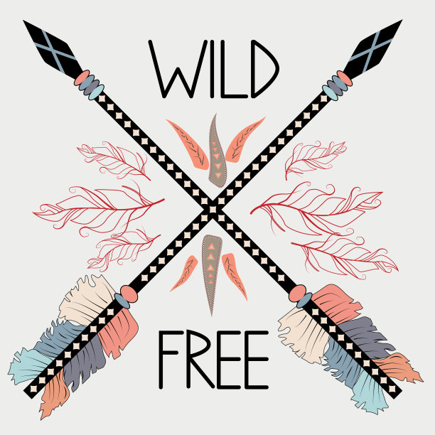 五颜六色的民族箭，羽毛和图片下载