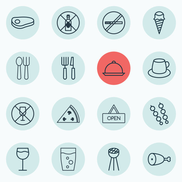 一套16餐厅图标包括板叉图片下载