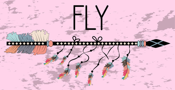 波西米亚风格箭羽的魔法象征艺术图片下载