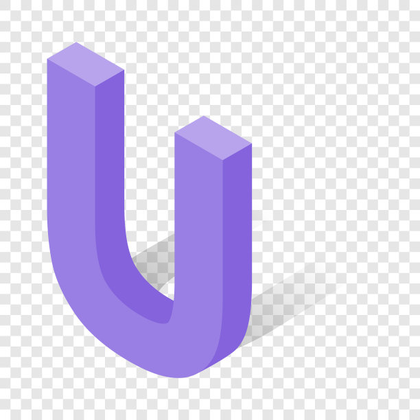 U型字母在等距3d样式与阴影图片下载